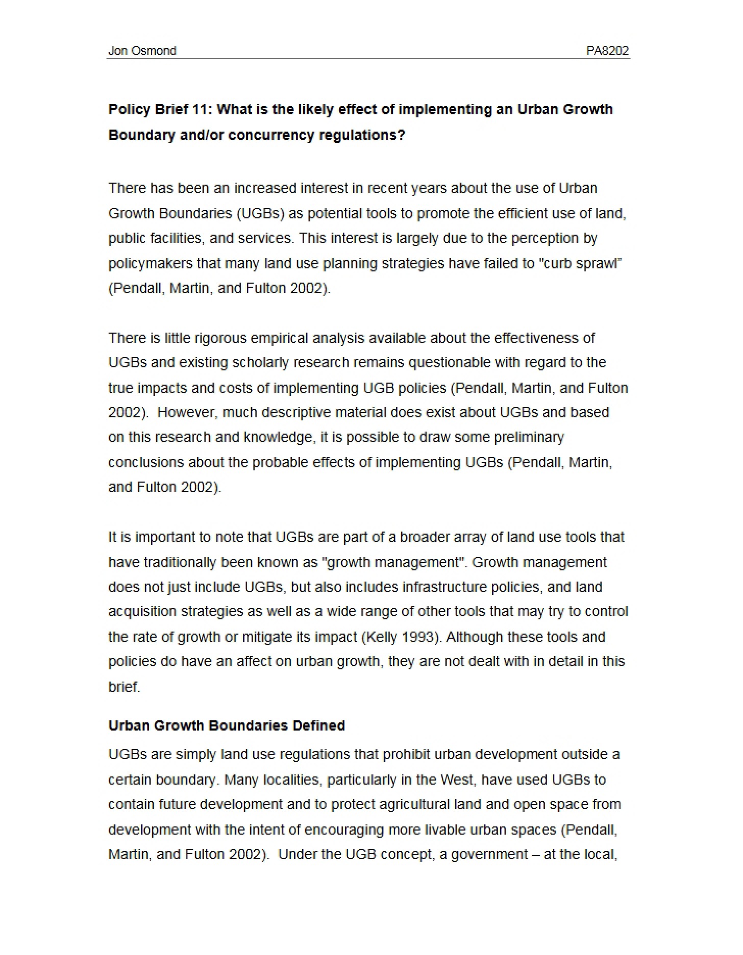 Regulations on Concurrency and Urban Growth Boundaries