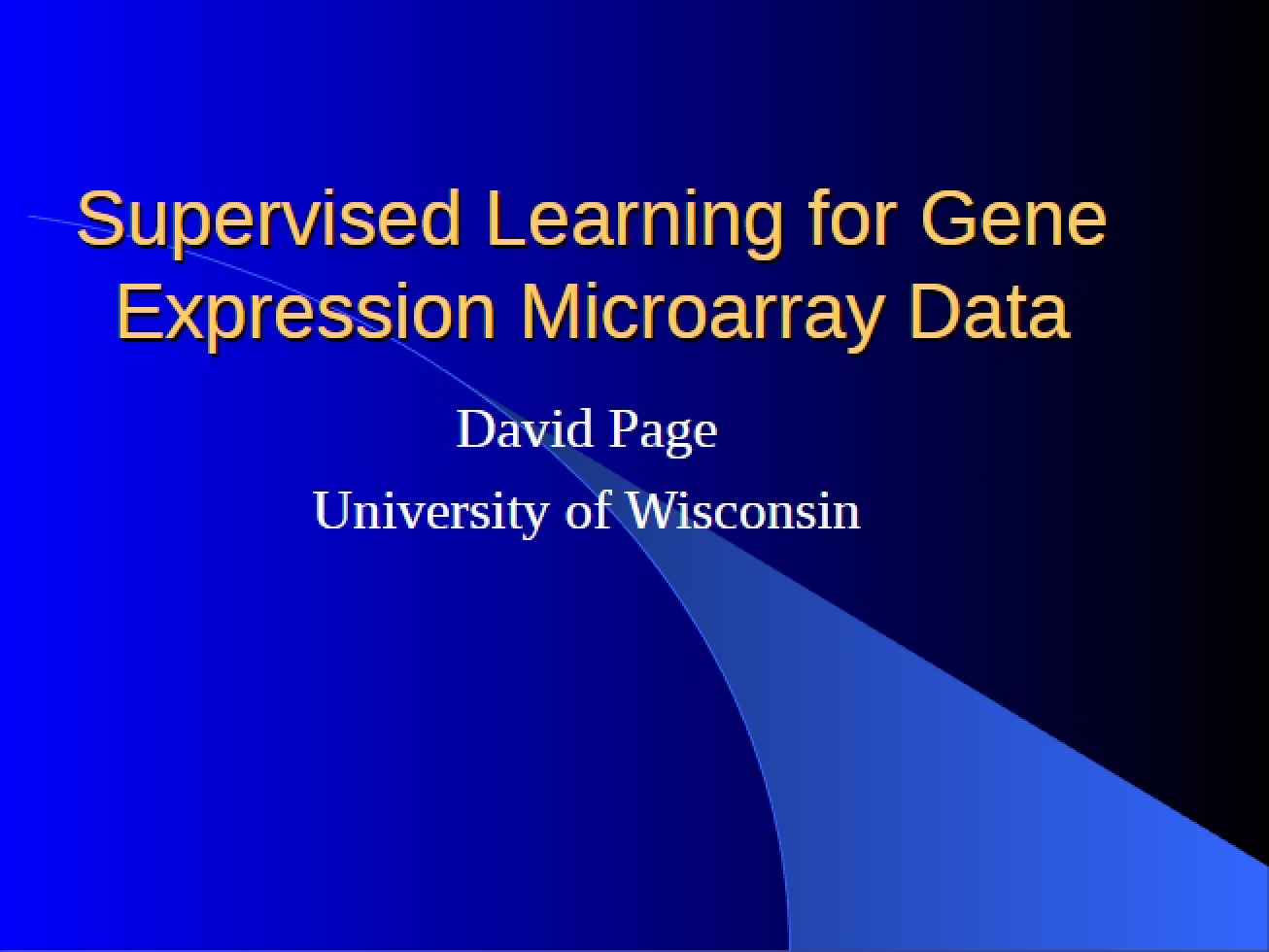Gene Expression Microarray Data Supervised Learning