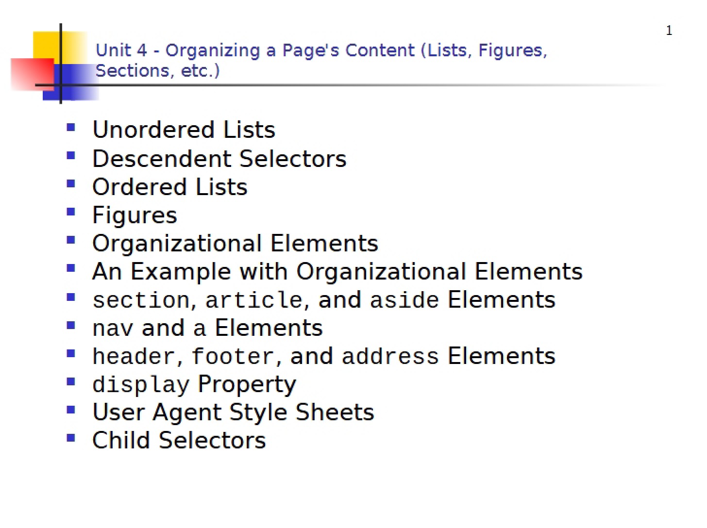 Content Organization for Pages