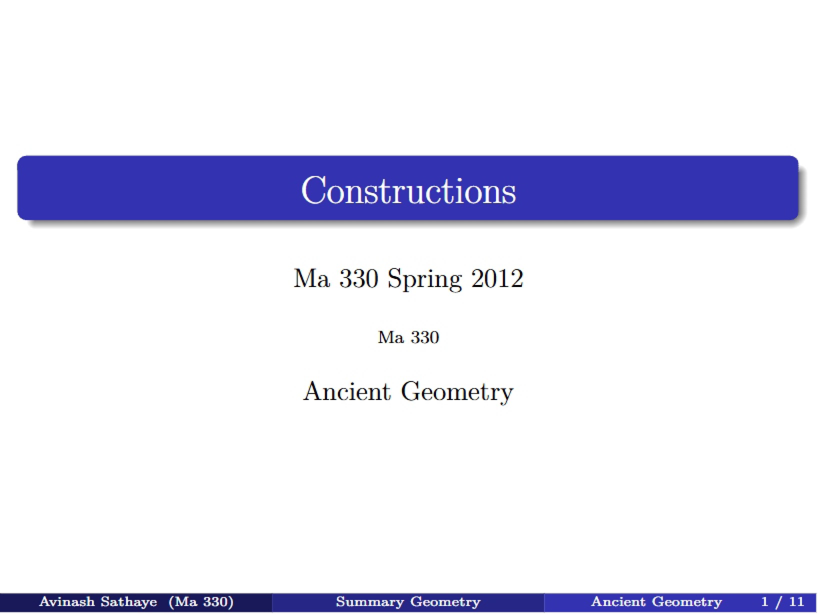 Geometric Constructions