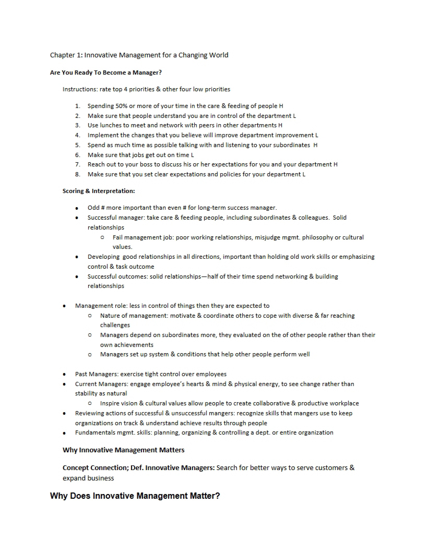 Innovative Management (Chapter 1)