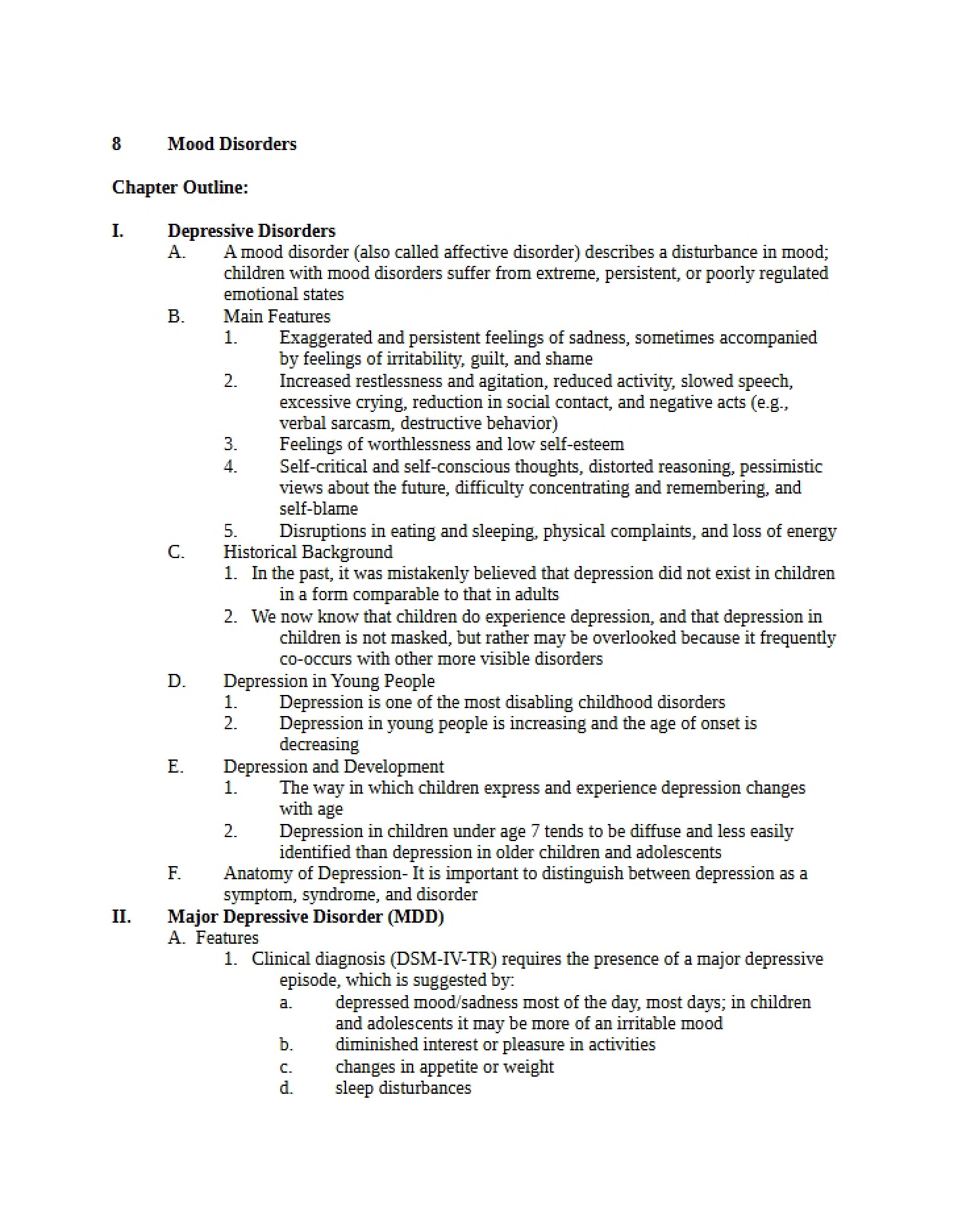 Disorders of Mood