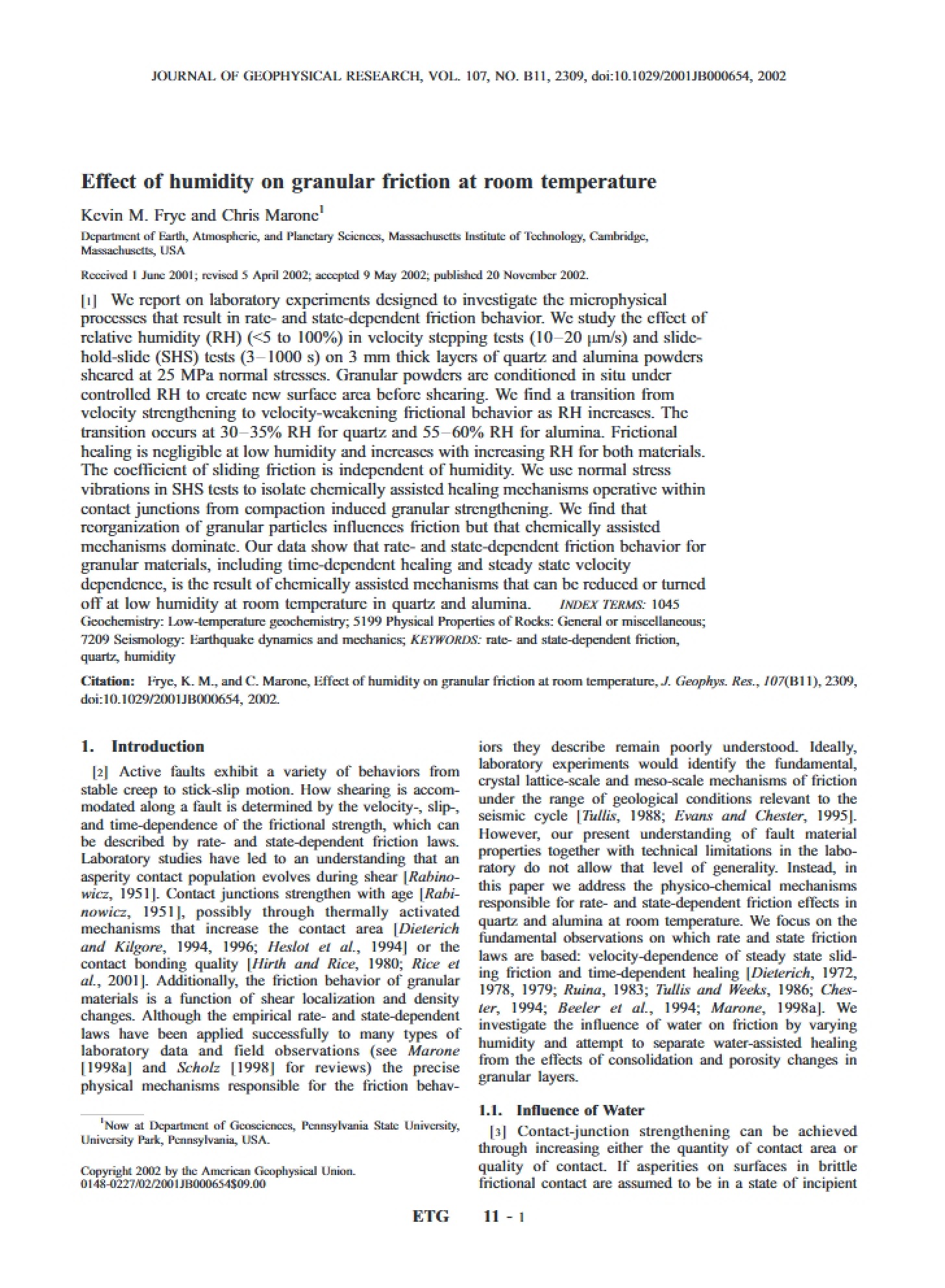 Room Temperature Granular Friction Humidity Effects
