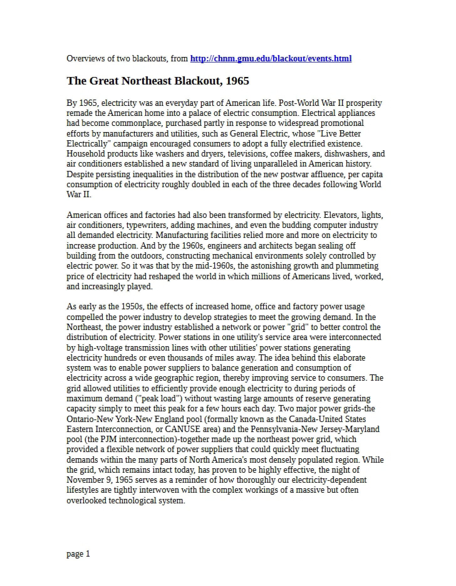 Northeast Blackout The Great Event