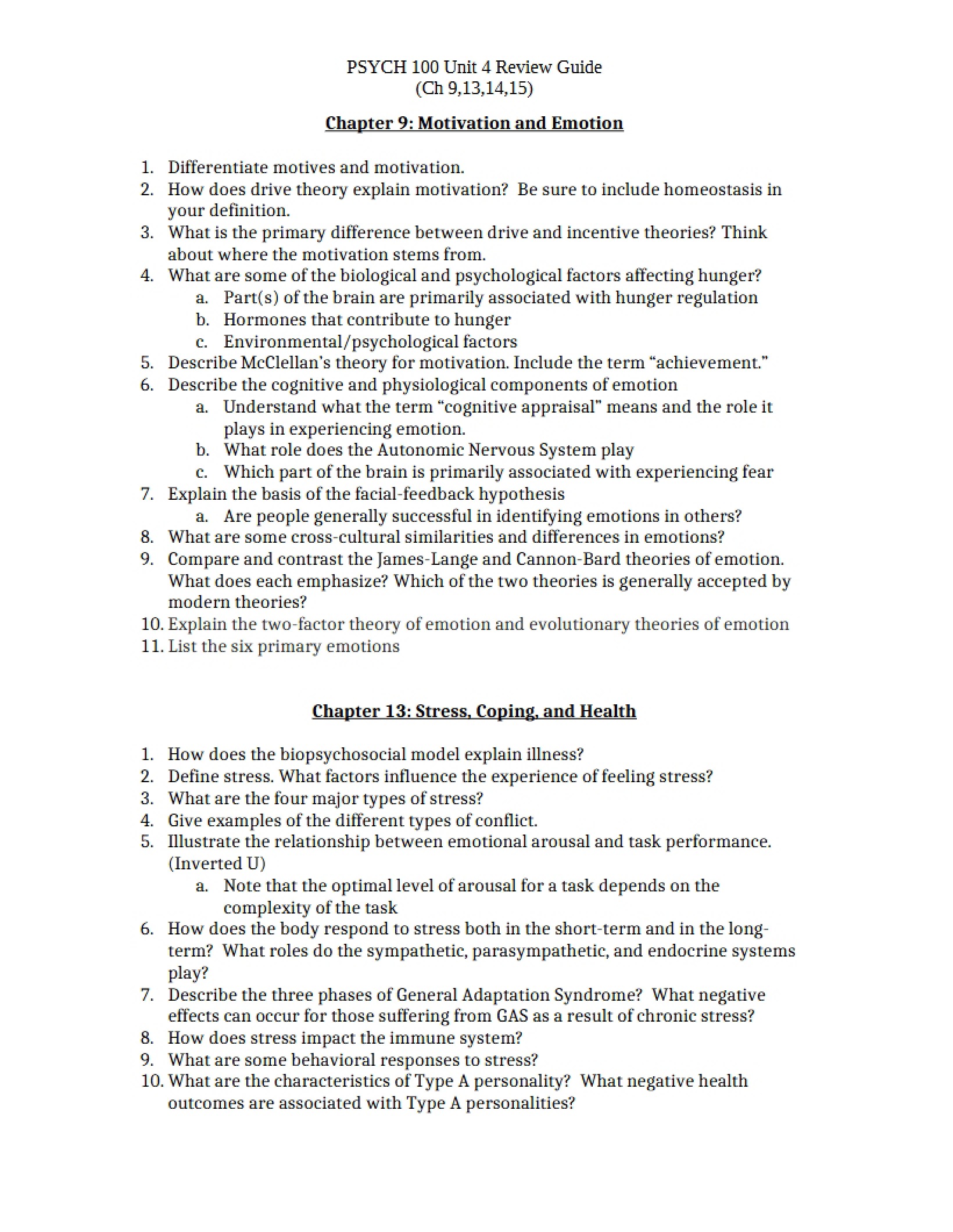 Emotion and Motivation Chapter Nine