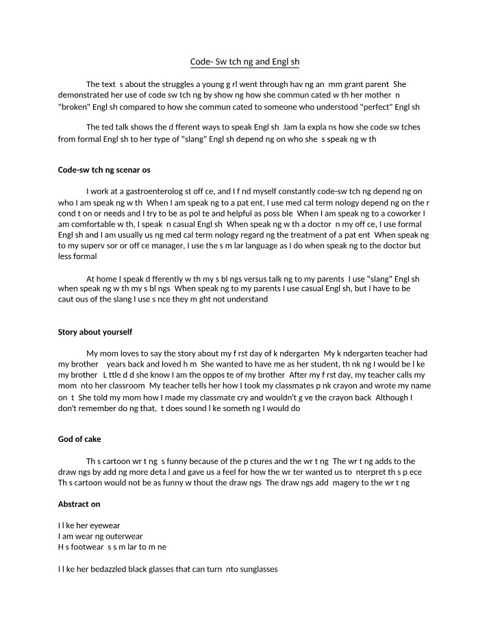Assignment - Code-switching