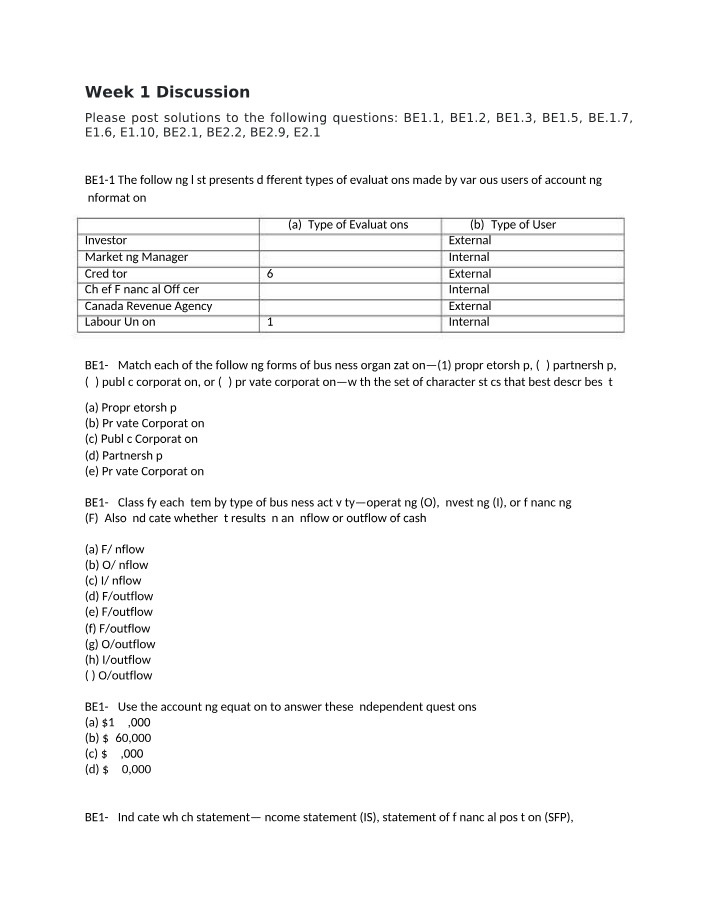 Evaluations and Users of Accounting Information