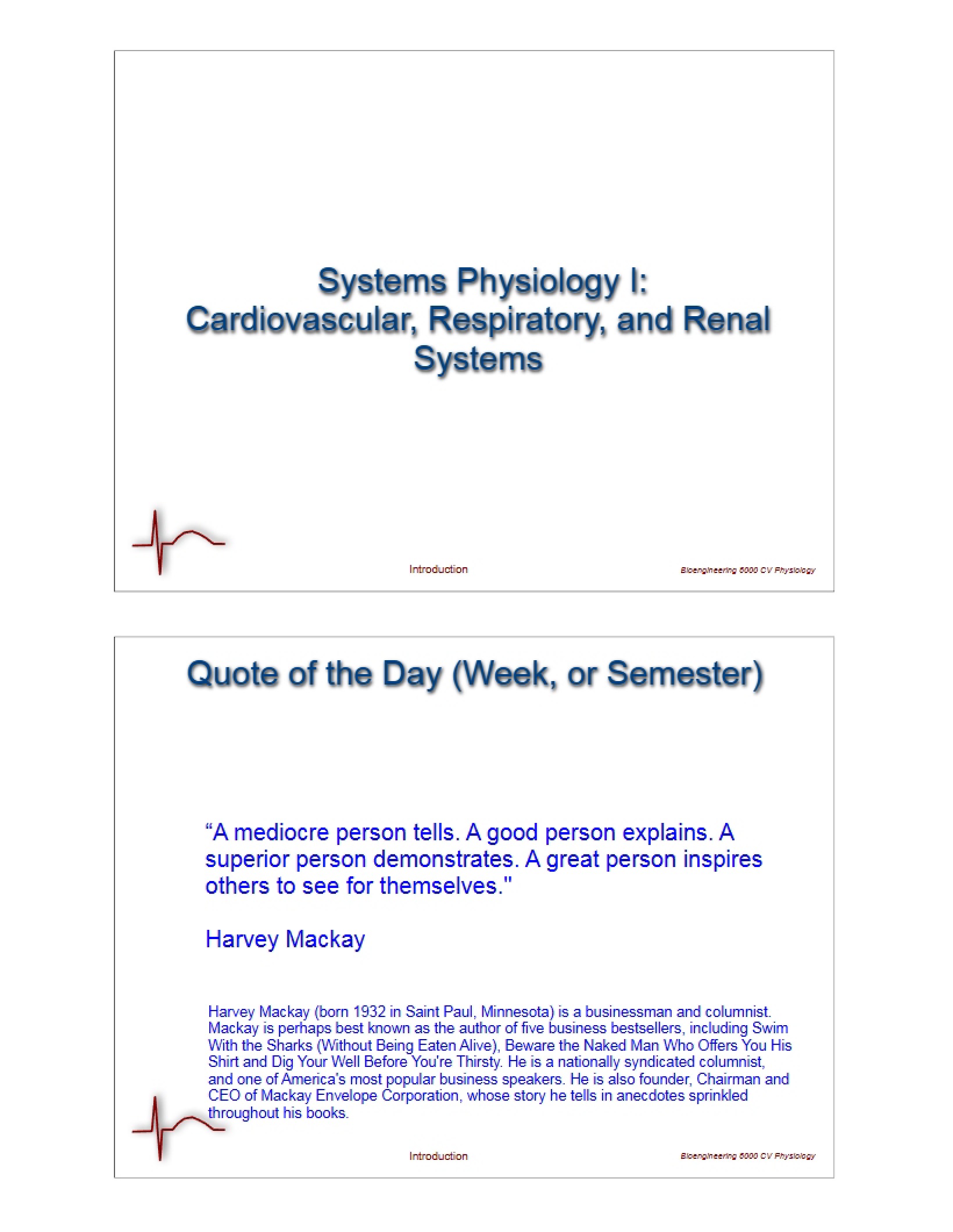 System Physiology Class Notes