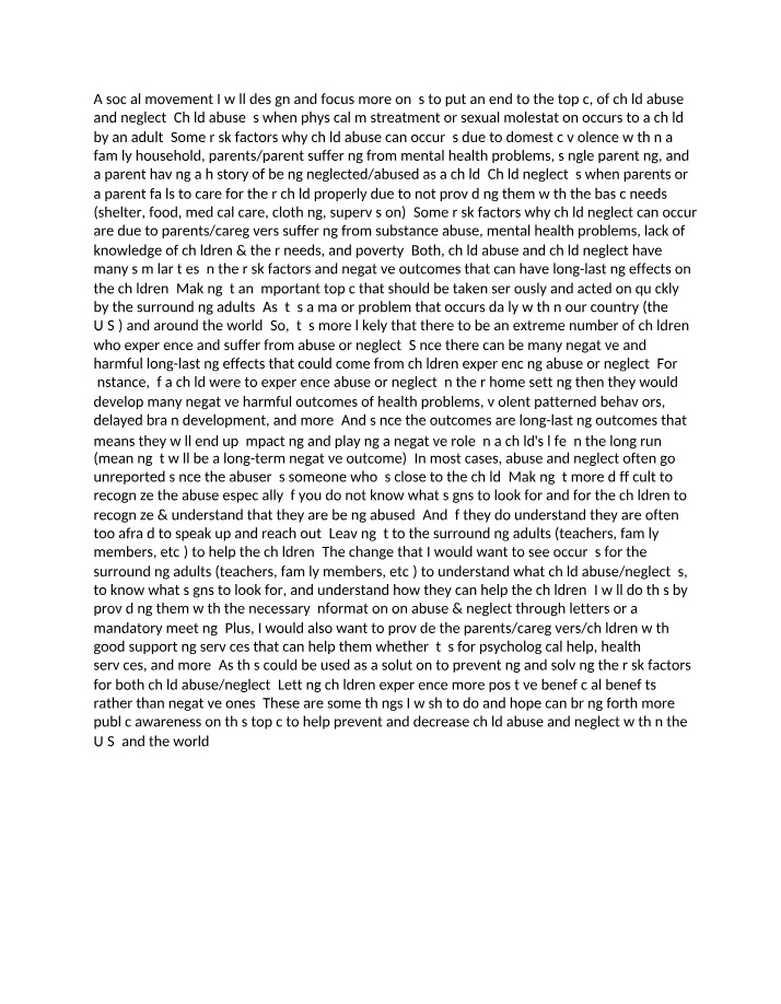 Preventing Child Abuse and Neglect - A Social Movement