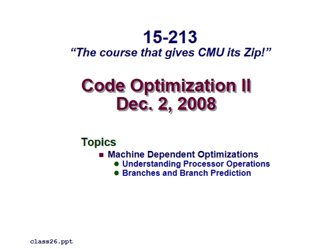 Part II Optimization of Code (3)