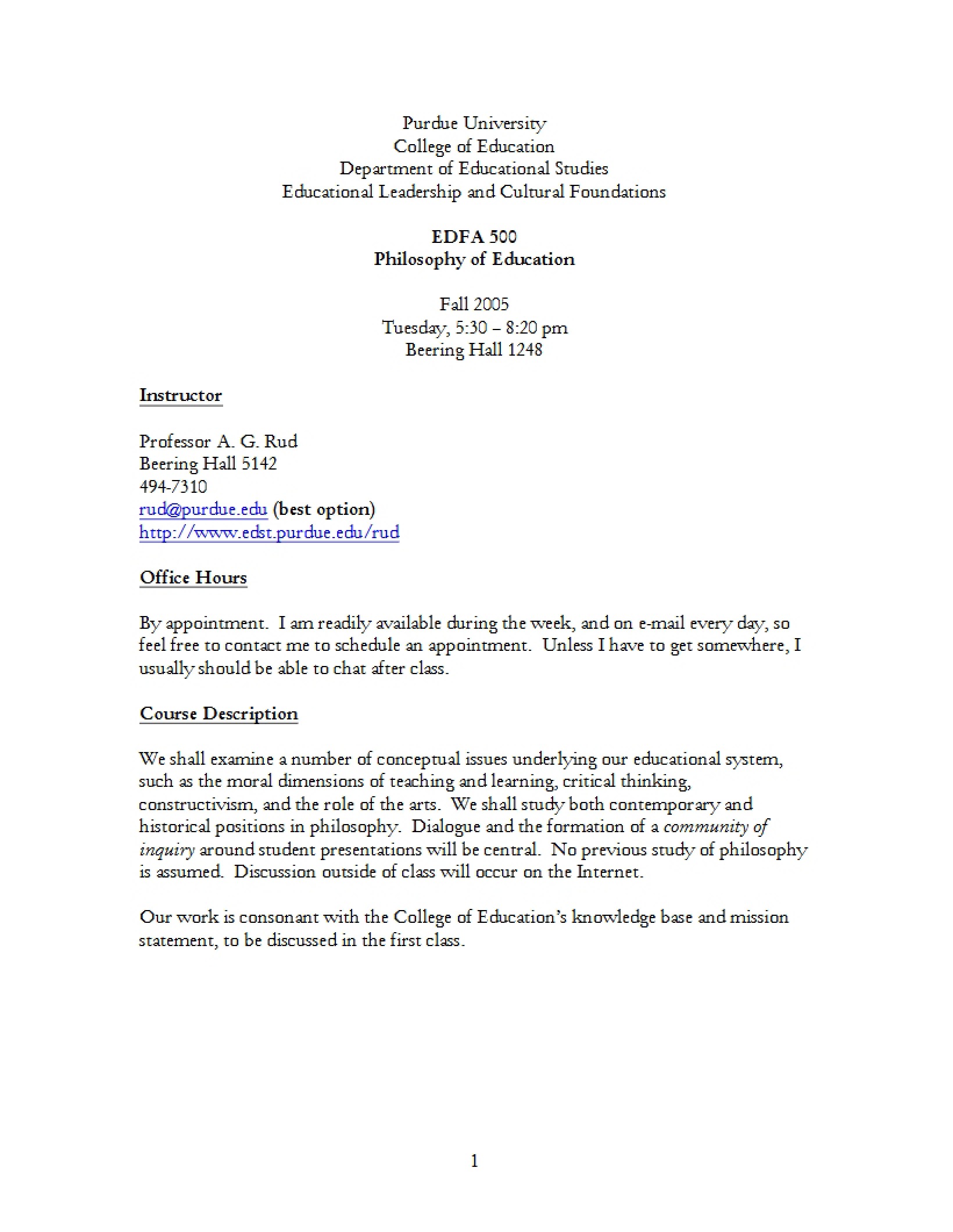 Syllabus - 5 Pages