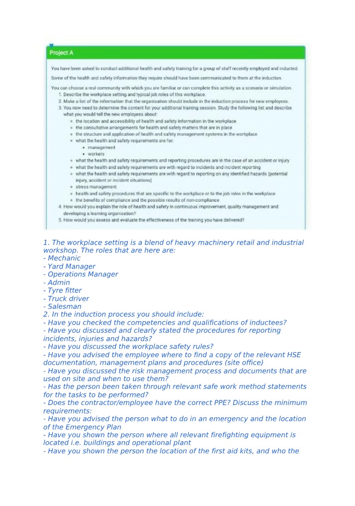 Workplace Induction Process - Safety, Procedures, and Training