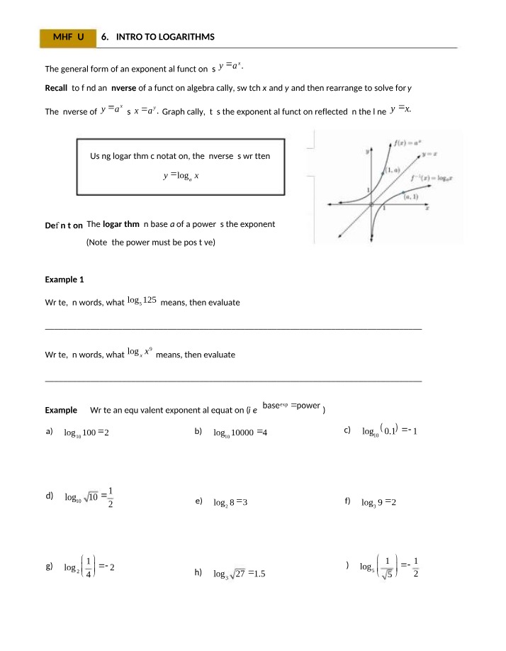 Exponential Functions and Introduction to Logarithms