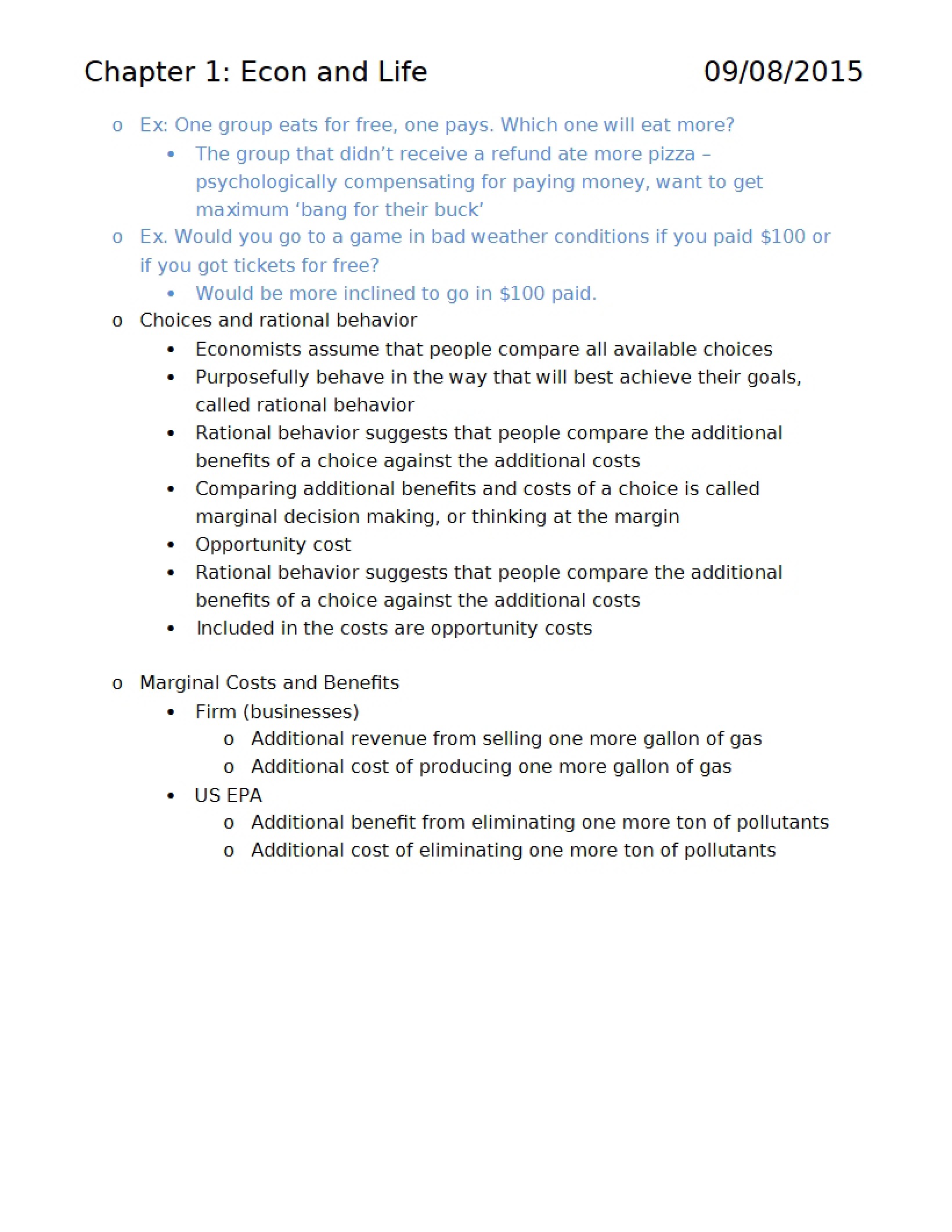 Economics and Life - Chapter 1
