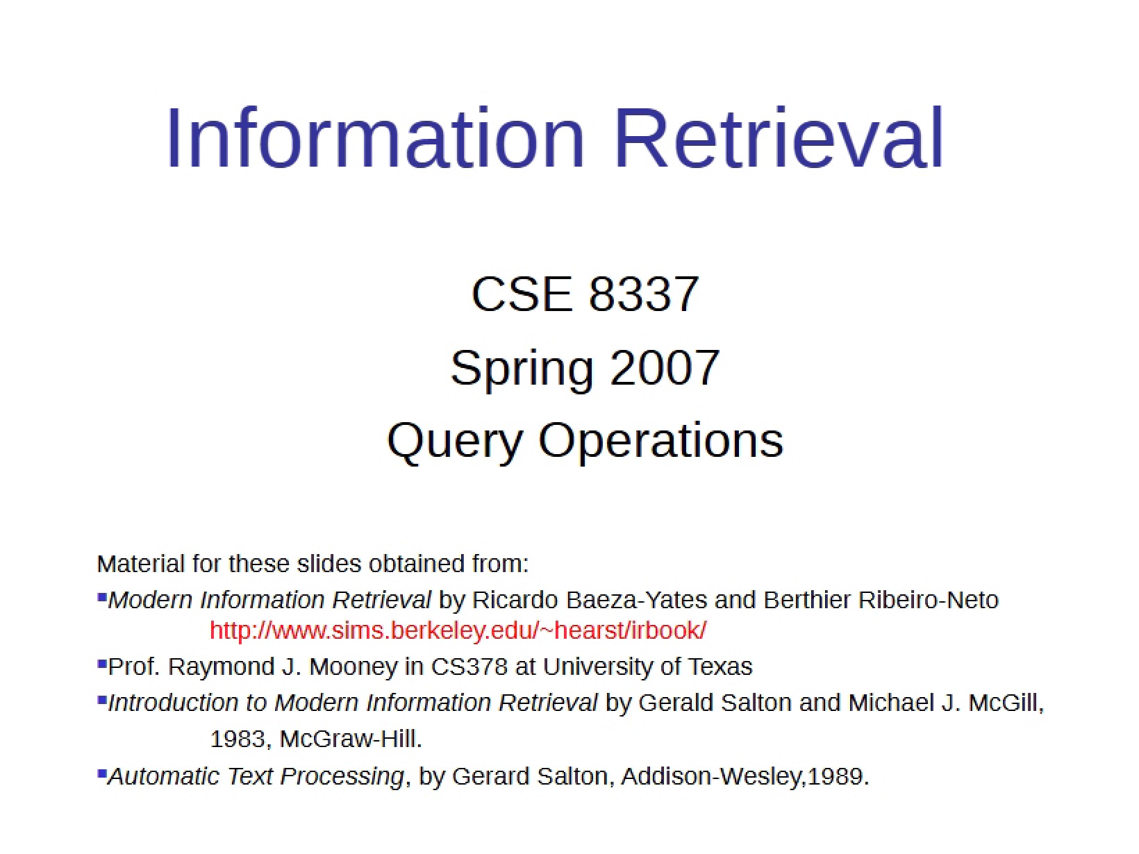 Operations of Queries