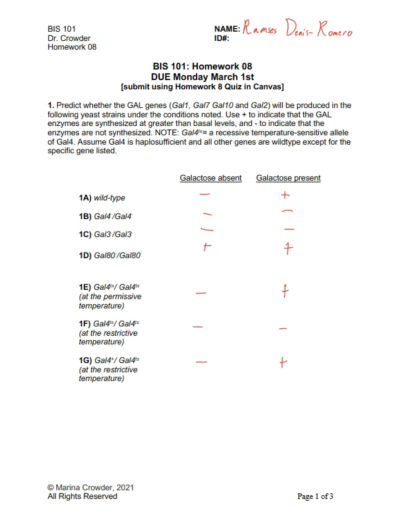 Homework 8 for BIS 101