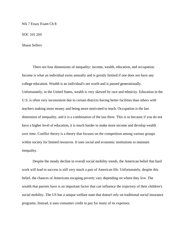 Week 7 - Chapter 8 Essay Exam