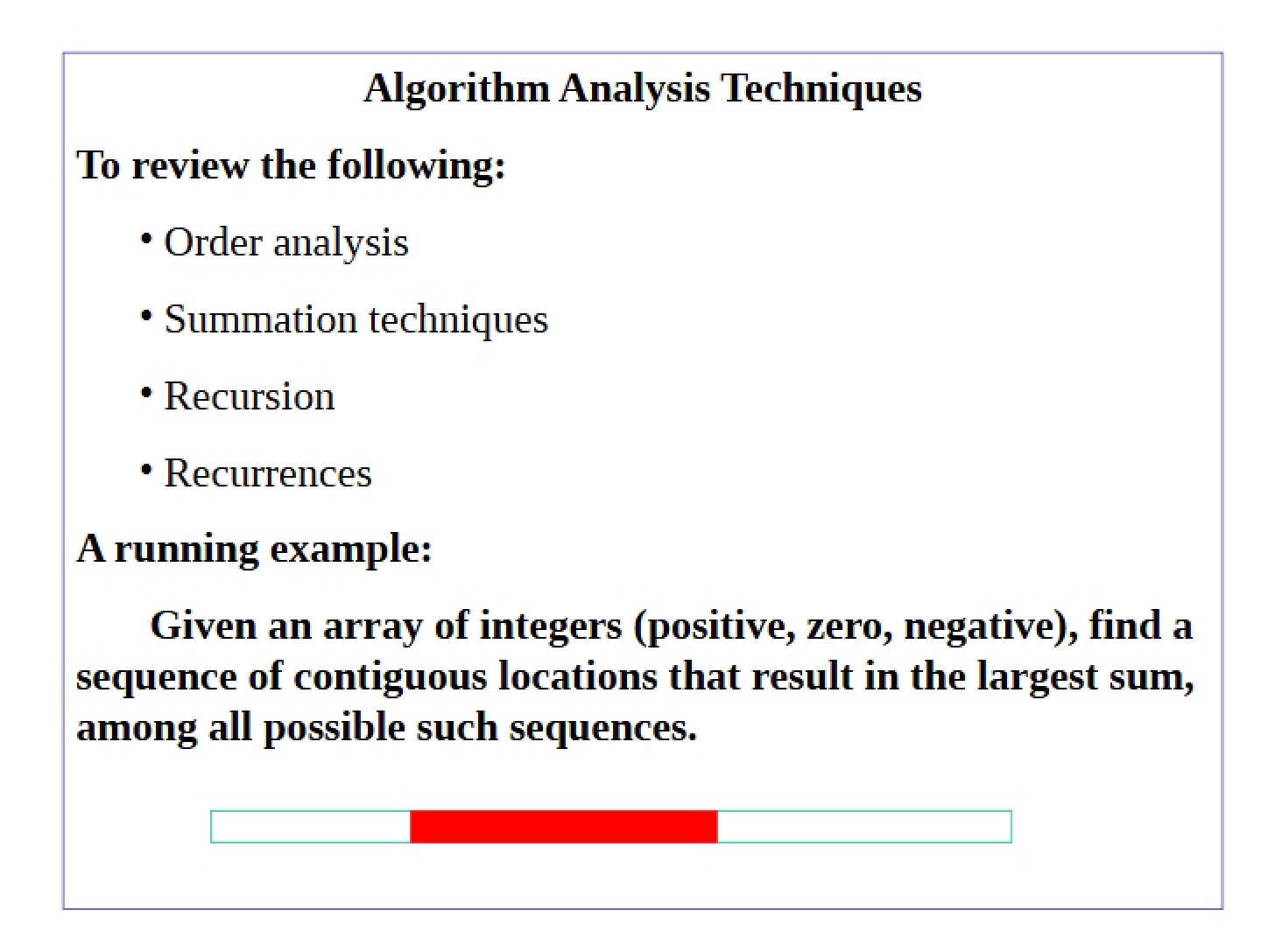 Techniques for Algorithm Analysis