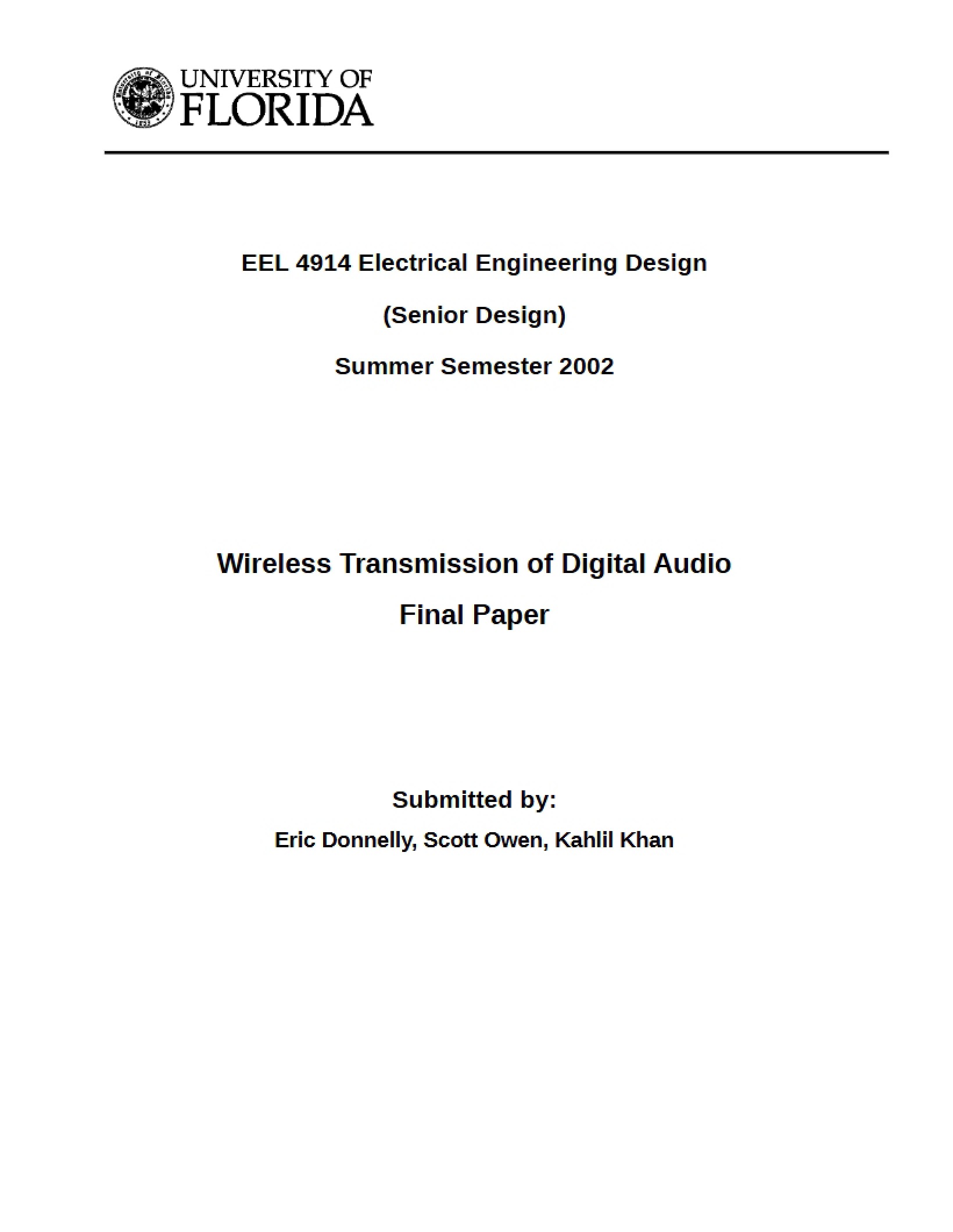 Digital Audio Wireless Transmission