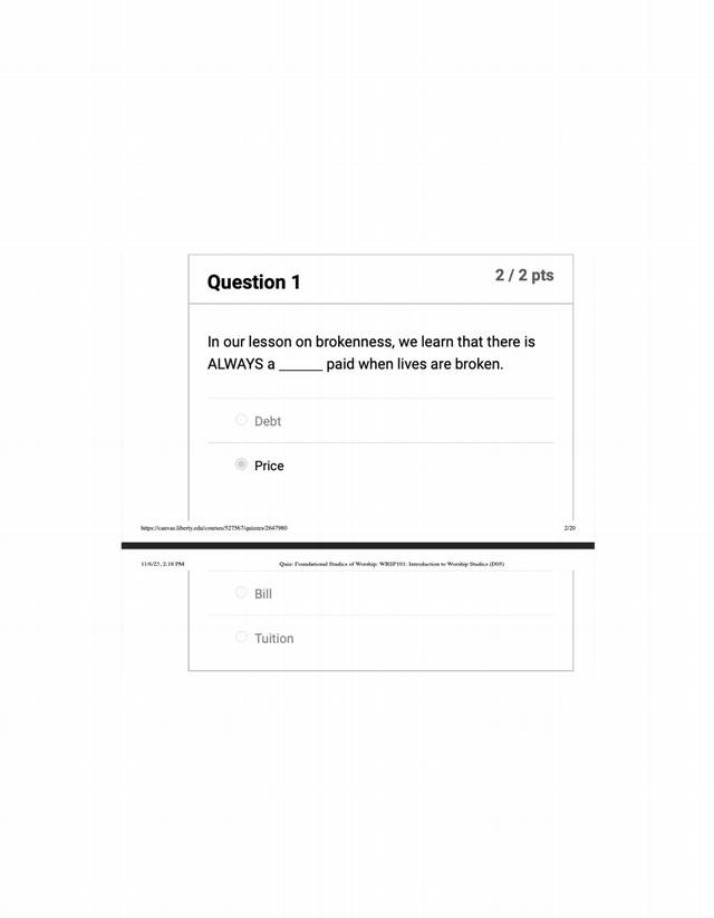 The Price of Brokenness - Quiz on Consequences