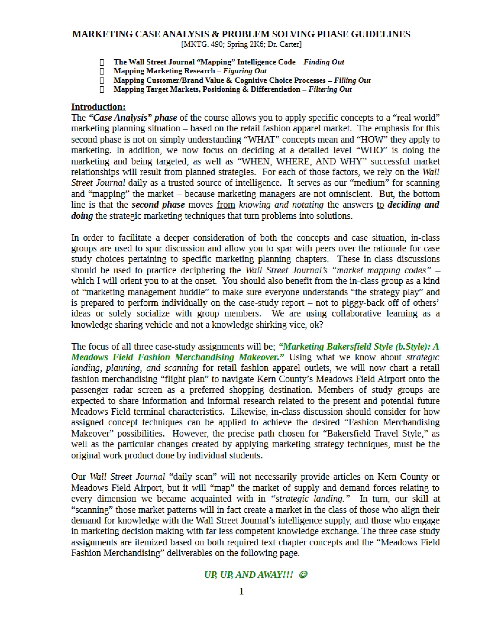 Phase Guideline for Marketing Case Analysis and Problem Solving