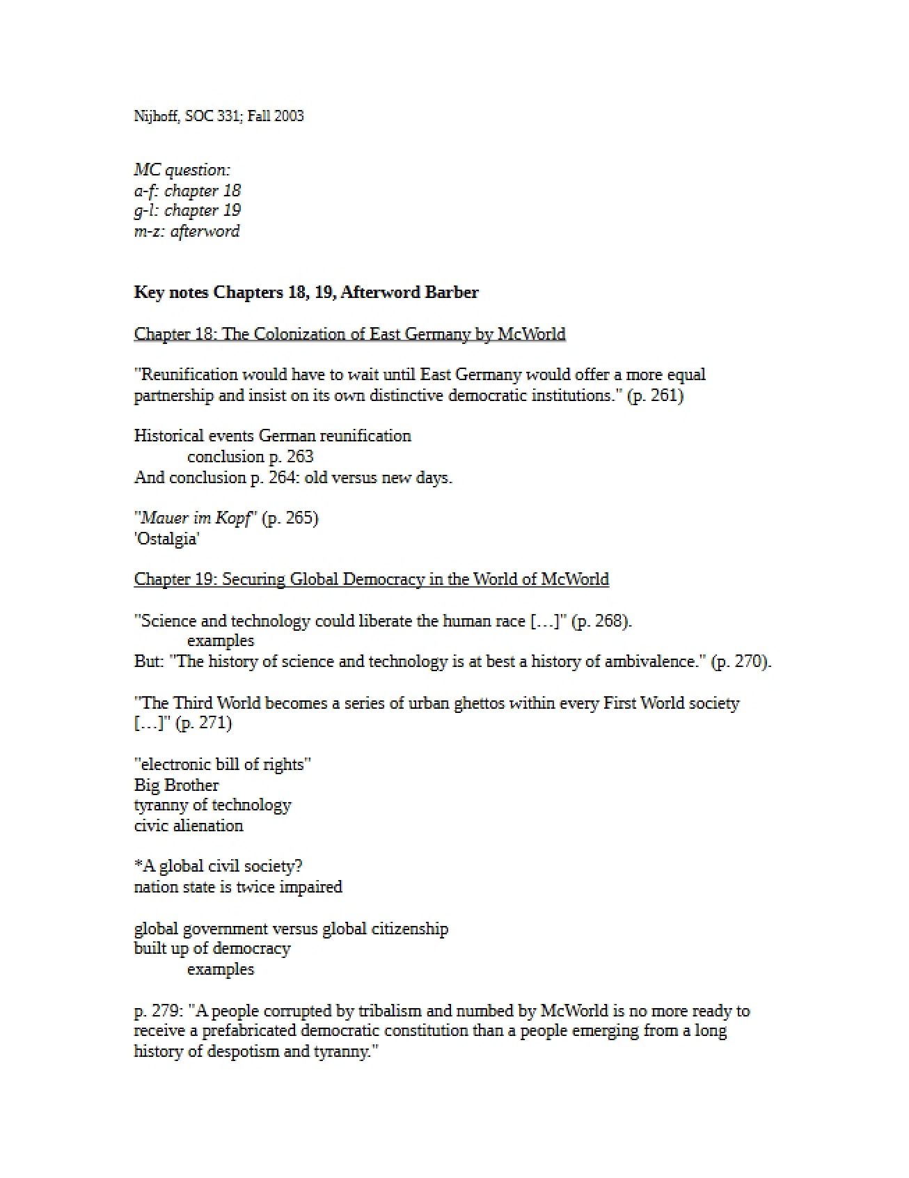 McWorld and East Germany Colonization Chapter 18