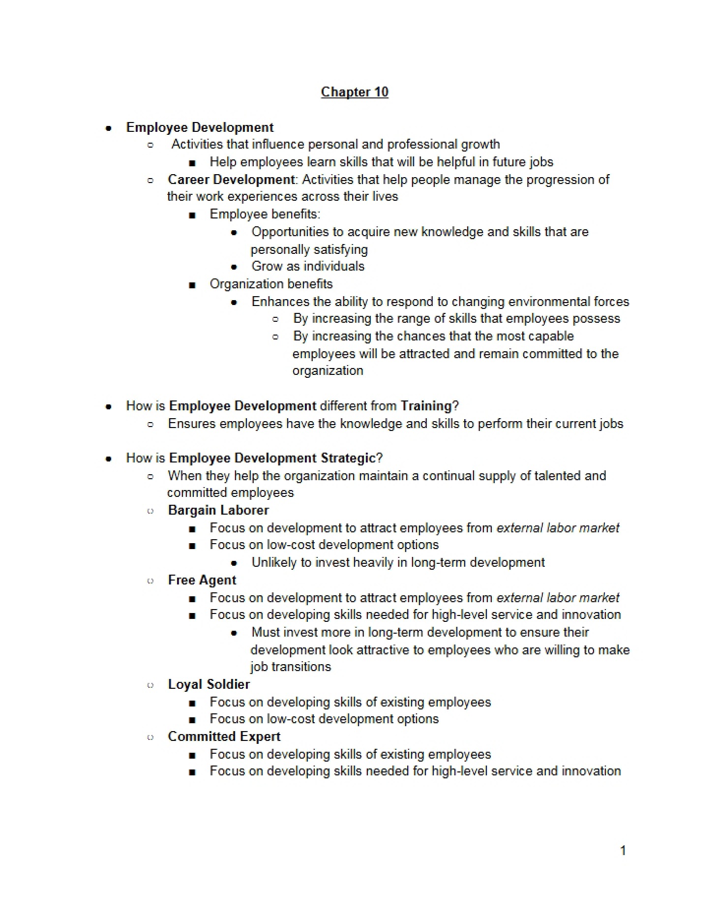 Employee Development (Ch 10)