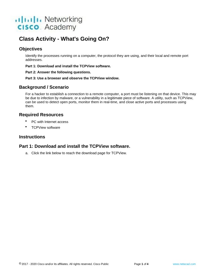 What's Going On - Class Activity