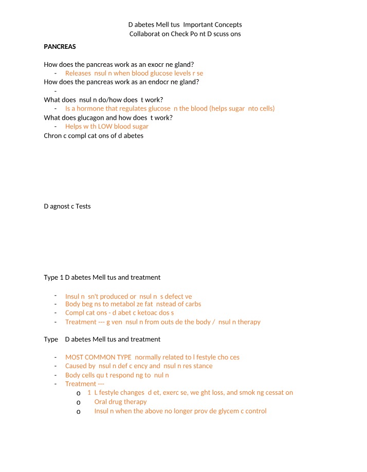 Case Studies on Diabetes Mellitus and Pancreas Function
