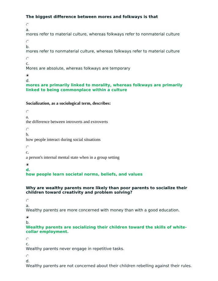 SOC1101 - Sociology Quiz