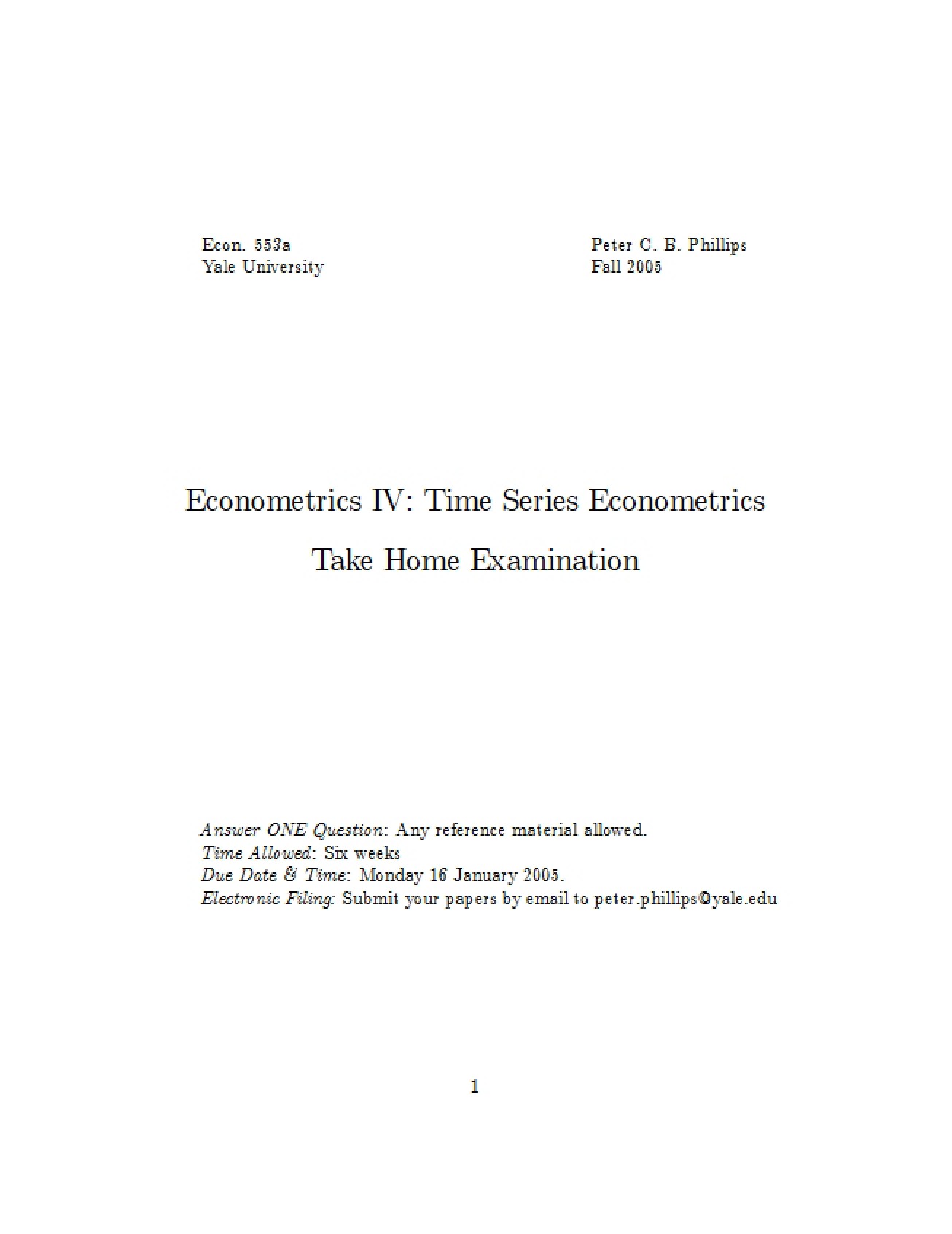Examination (Take Home)