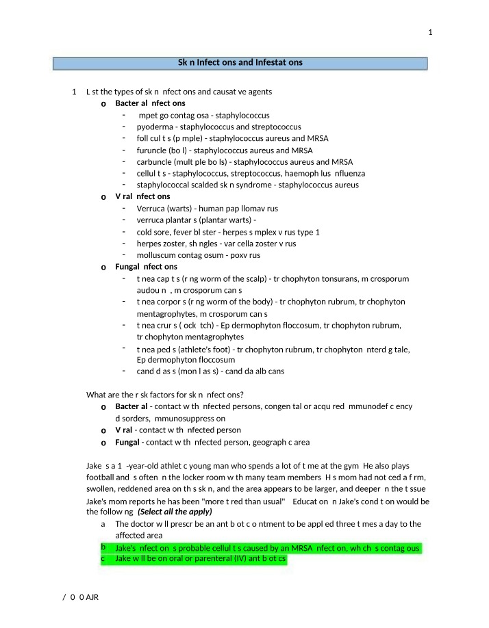 Types of Bacterial, Viral, and Fungal Skin Infections and Infestations