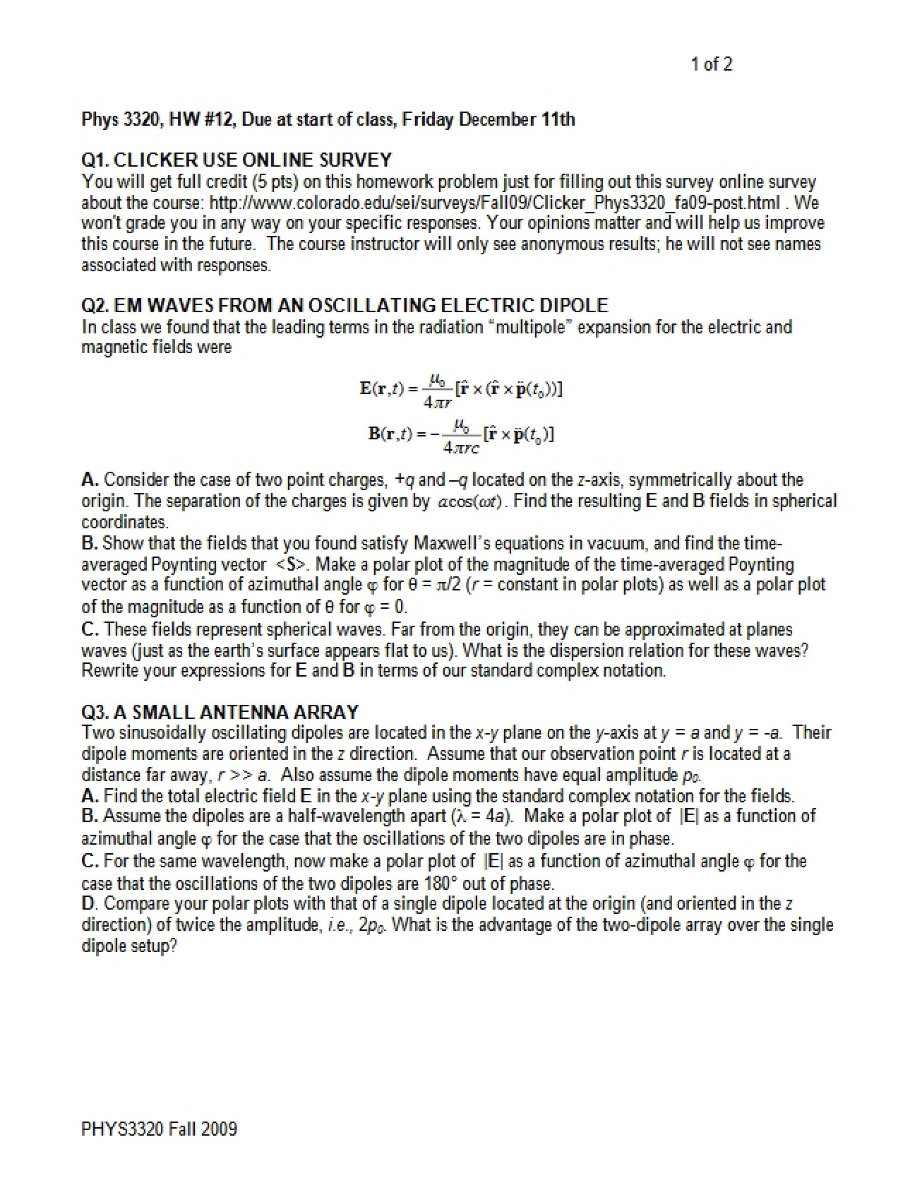 Homework Assignment Number Twelve