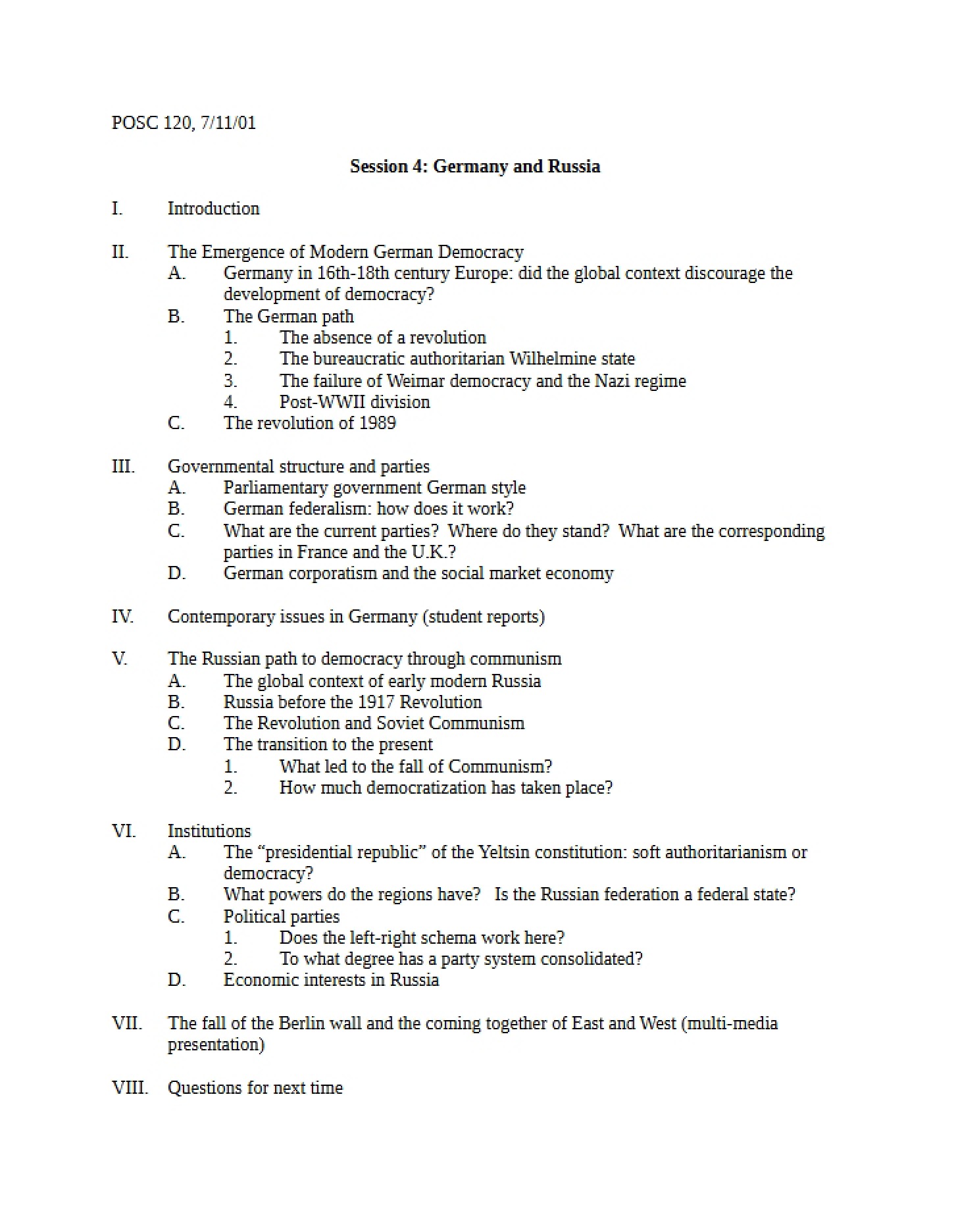 Handout for POSC 120 Lecture 4