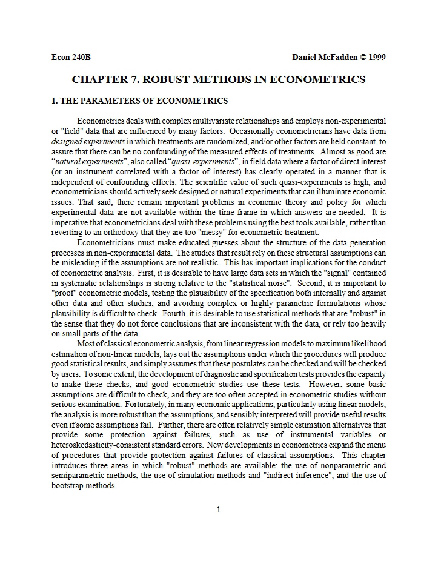 Econometrics Robust Methods