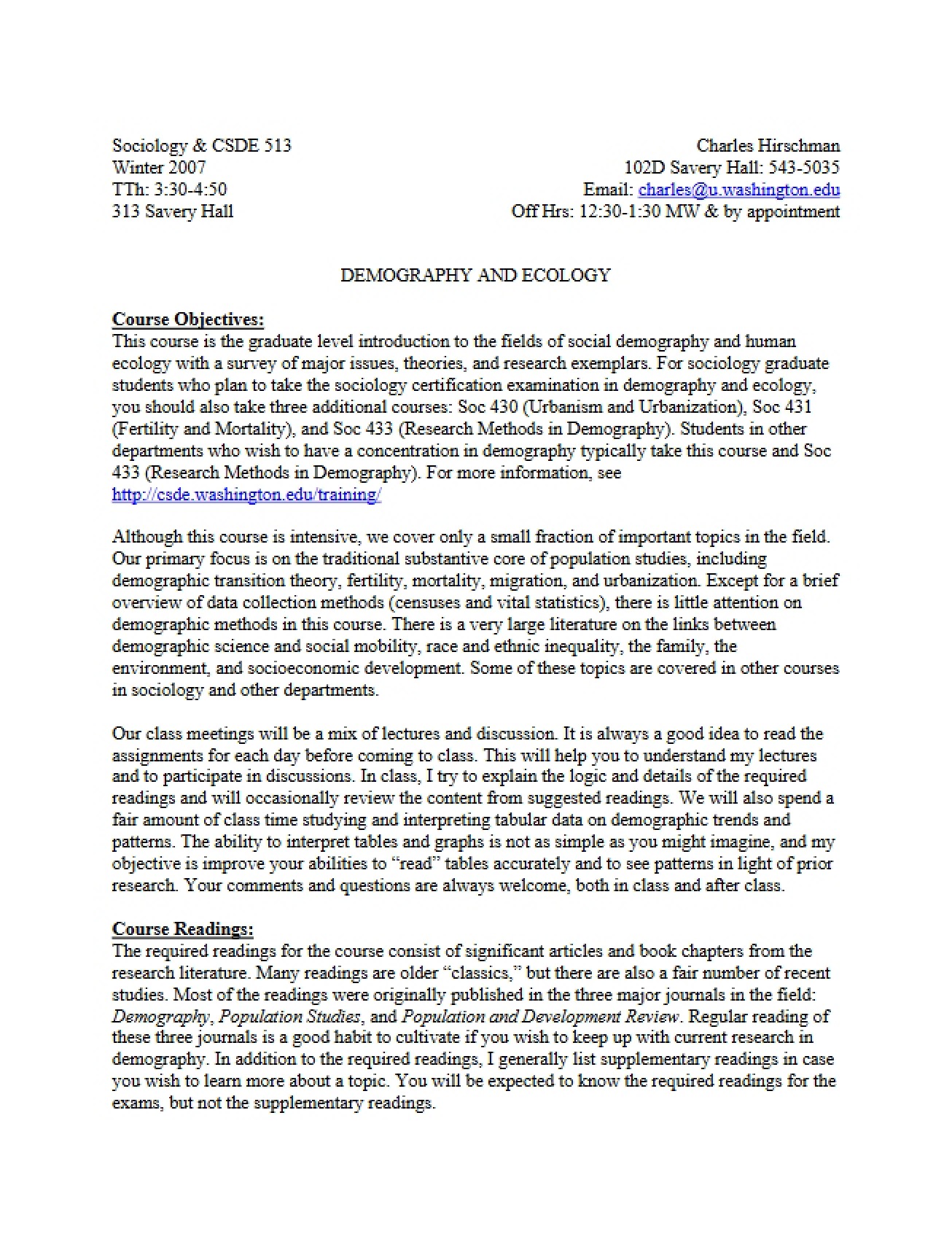 Class Syllabus