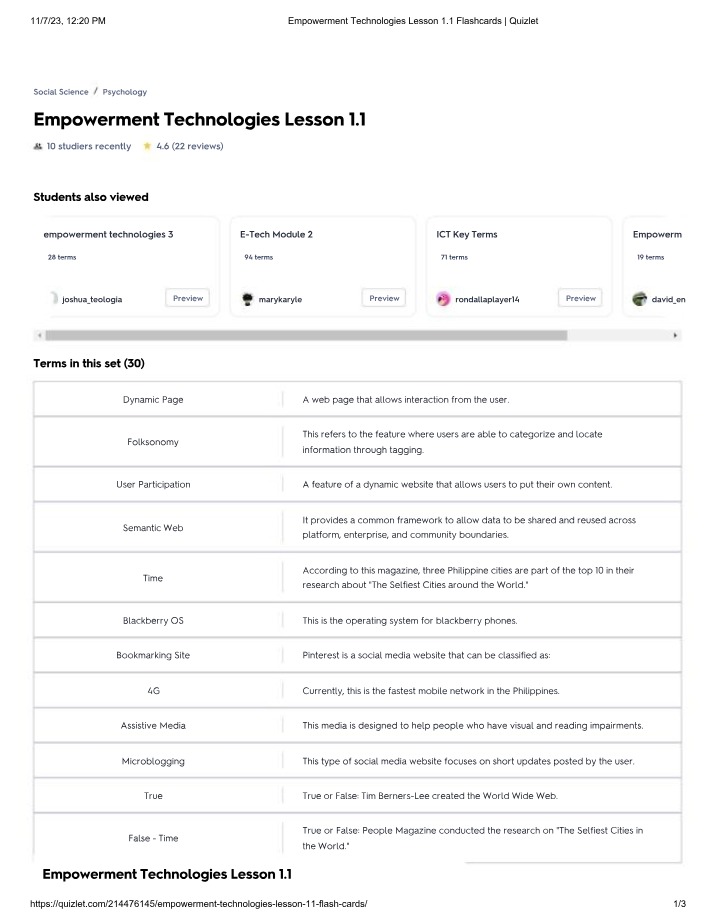 Flashcards for Empowerment Technologies - Lesson 1.1