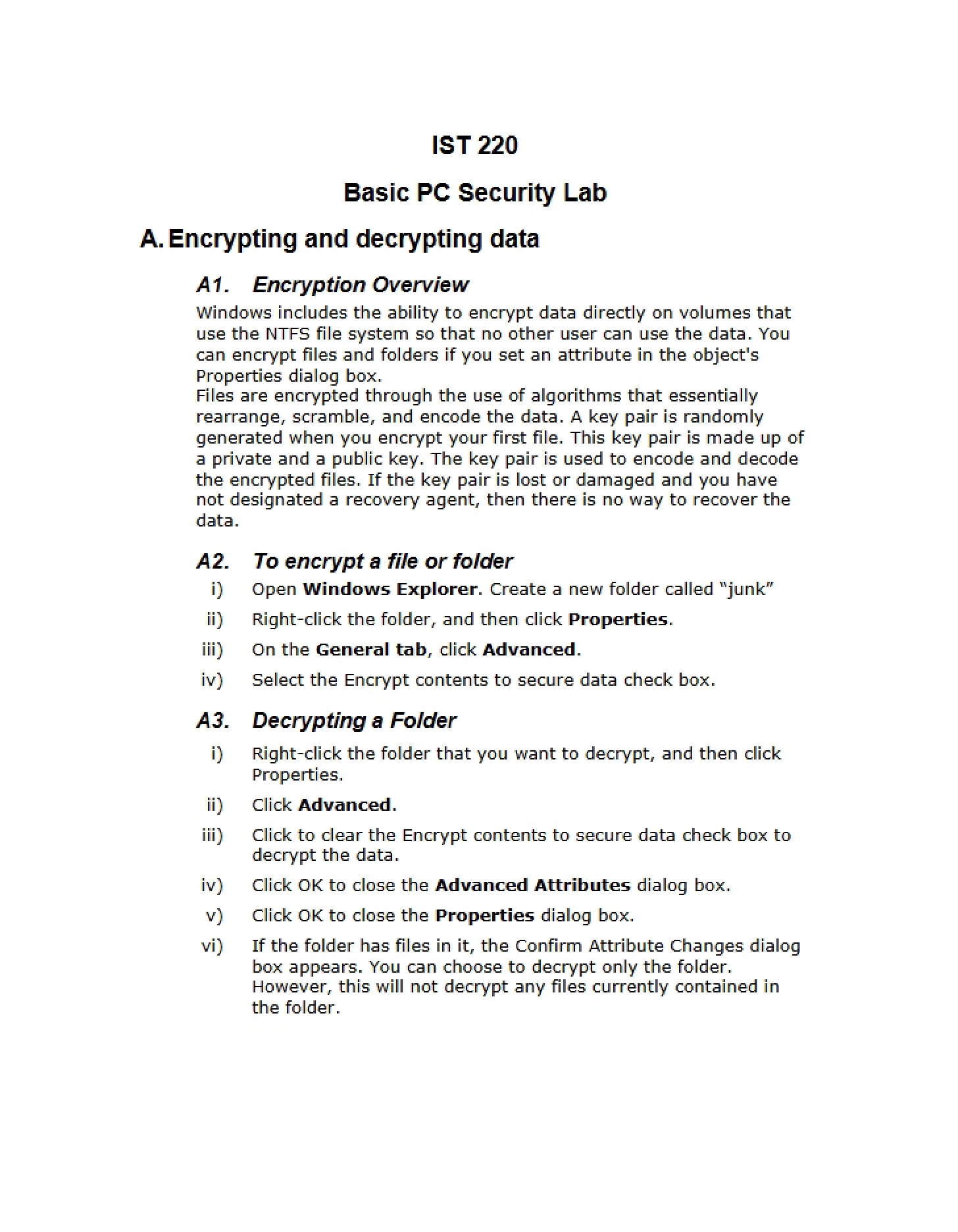 Lab Fundamentals of PC Security