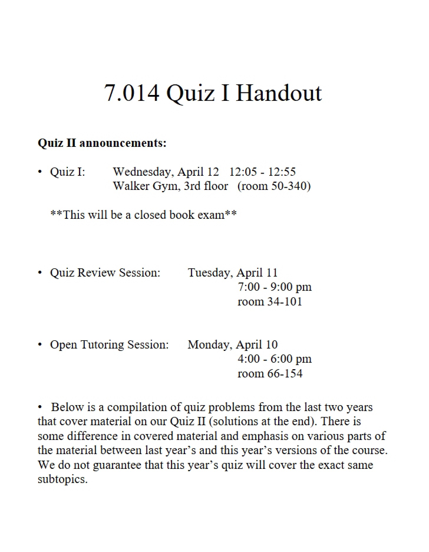 First Quiz