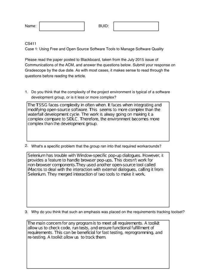 Managing Software Quality Using Free and Open Source Software Tools - Case 1