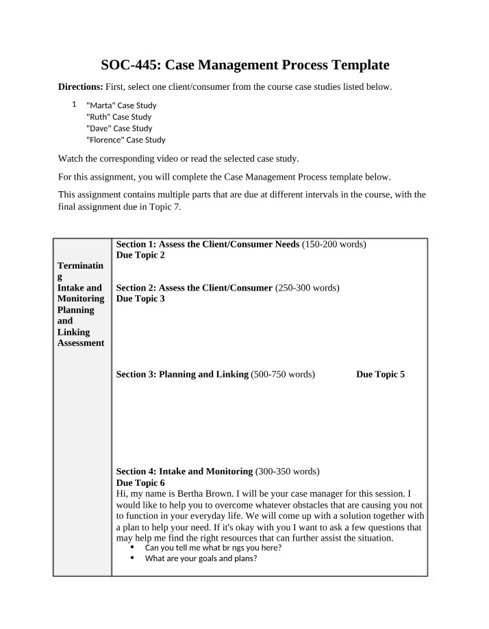 Case Management Process Template - SOC 445