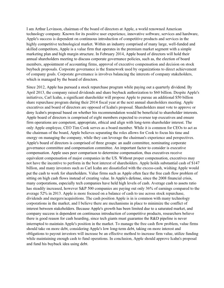 Apple's Corporate Governance and Shareholder Analysis