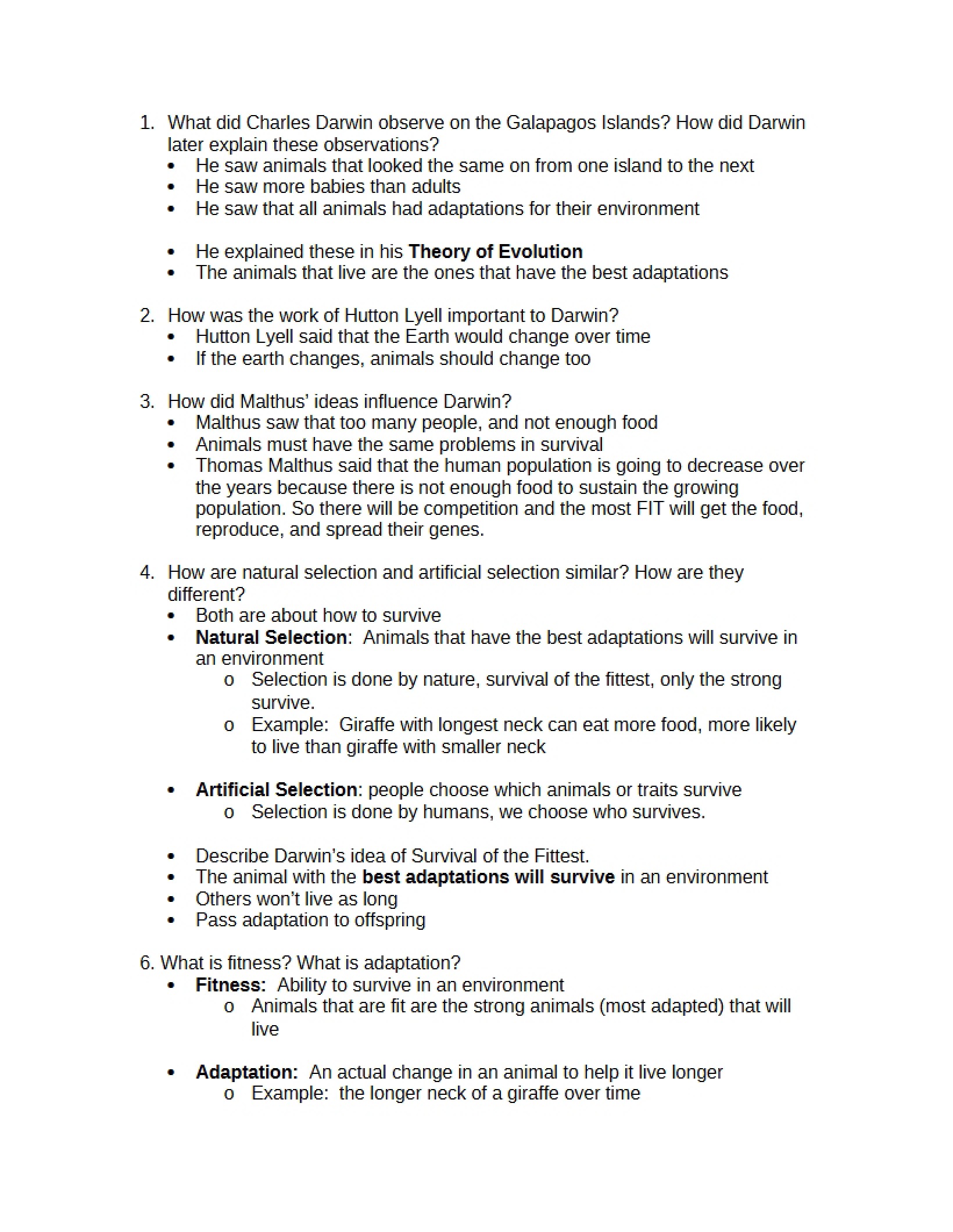 Biology 101 Study Material