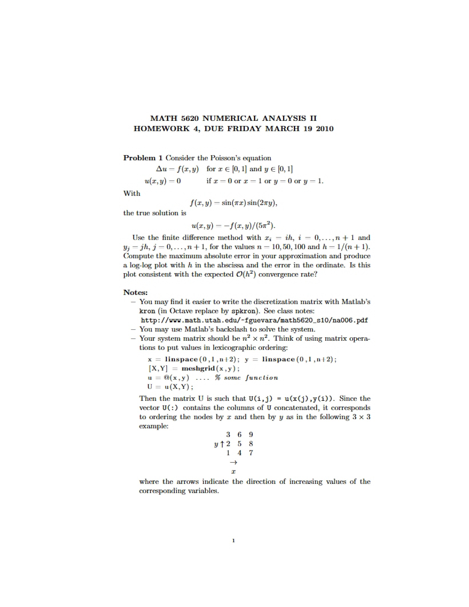 Homework 4 Numerical Analysis II