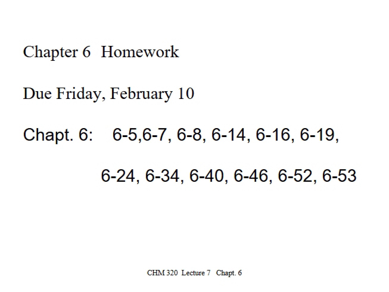 Homework for CHM 320