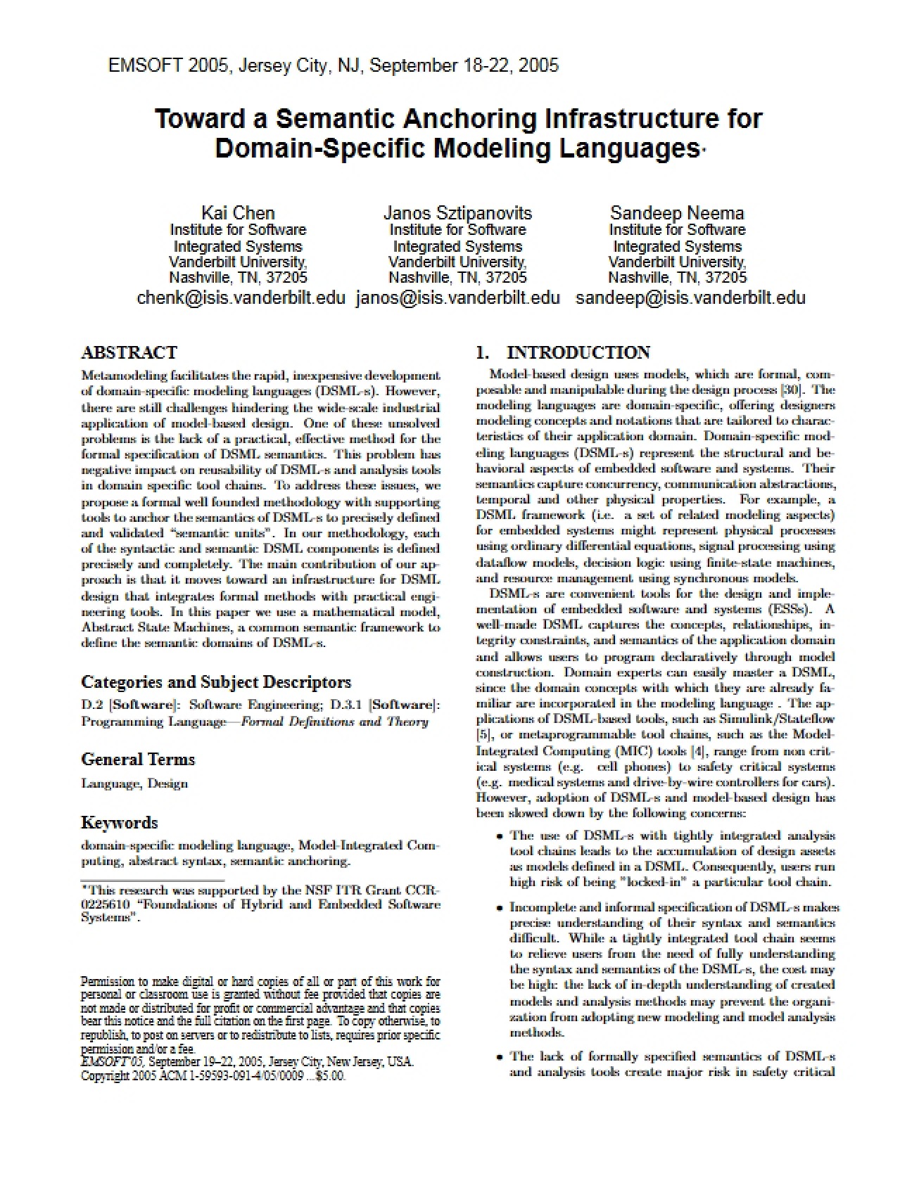 Domain-Specific Modeling Languages Semantic Anchoring Infrastructure