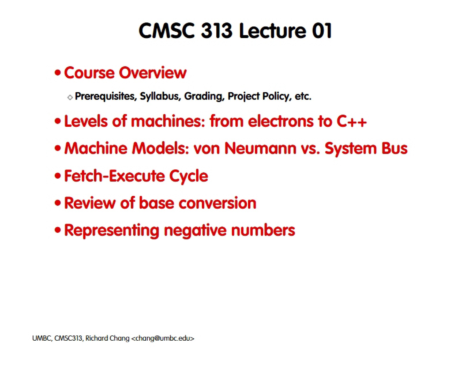 Lecture 01 CMSC 313