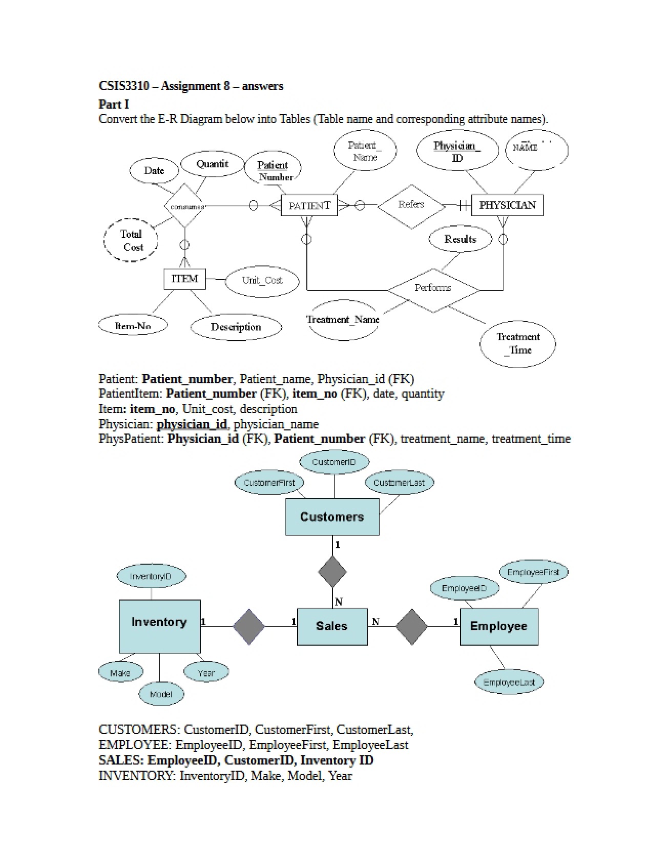 Solutions for Database Systems Assignment Eight