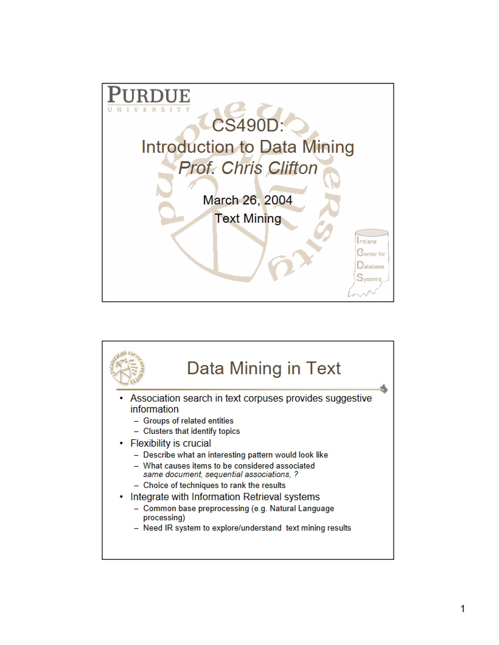 Data Mining Lecture Notes