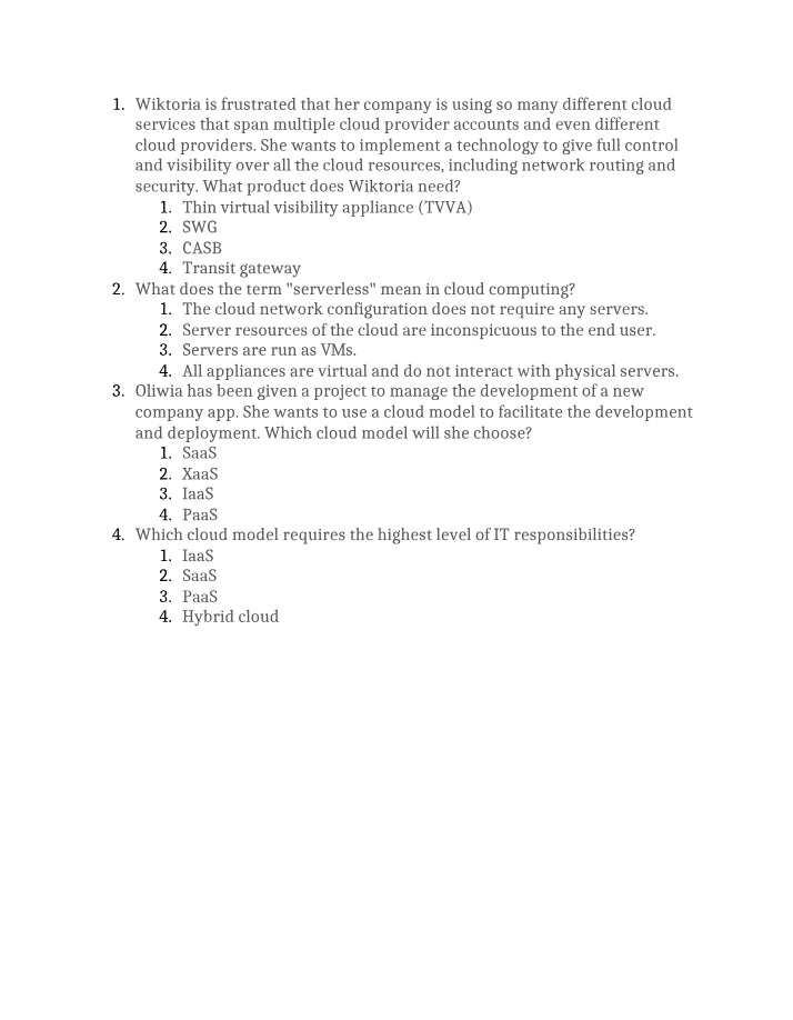 Quiz on Cloud Computing